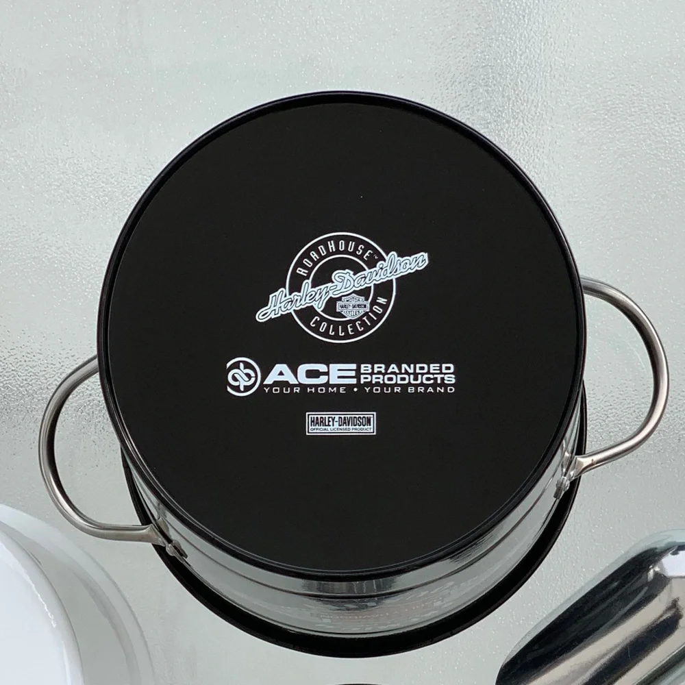 Harley-Davidson Black Winged Bar & Shield Ice Bucket with Silver Scoop